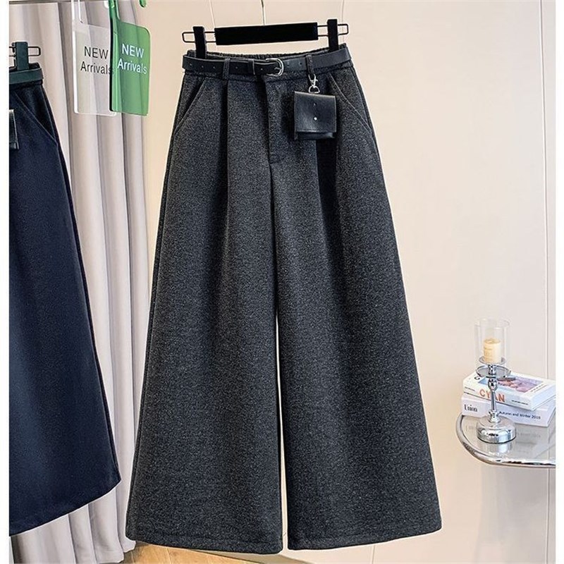 2025秋冬洋气新款毛呢山本裤女高腰百搭阔腿裤慵懒休闲八分裤