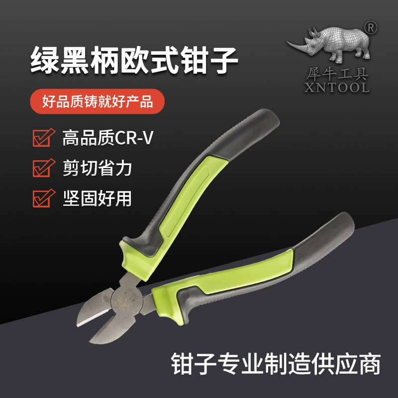 Диагональные плоскогубцы в европейском стиле с зеленой и черной ручкой, многофункциональные диагональные плоскогубцы, плоскогубцы промышленного класса, диагональные плоскогубцы, производитель проволочных плоскогубцев на складе
