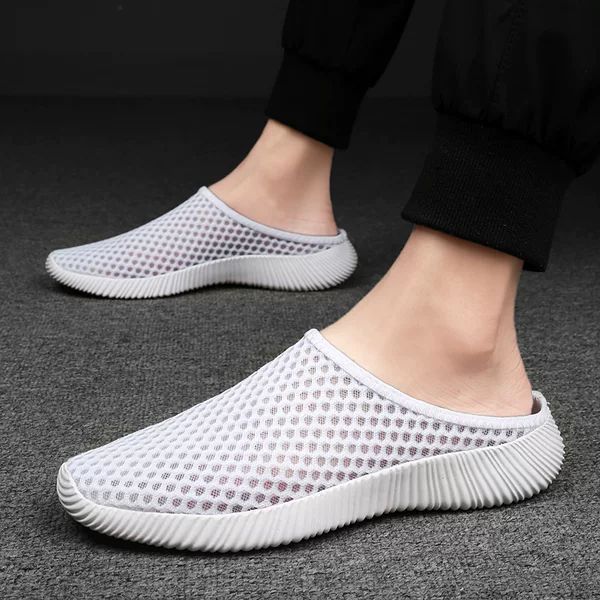 Half Slippers for Men and Women, Summer Mesh Breathable Hollow-Out Clogs, Slip-On Shoes for Outdoor Wear, Backless Shoes