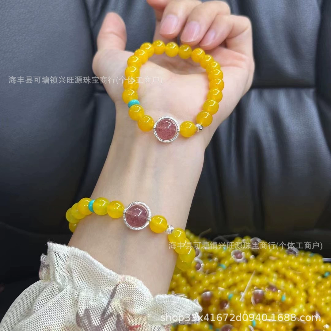 Оригинальный желтый агат медовый воск бирюзовый аксессуар в стиле ретро