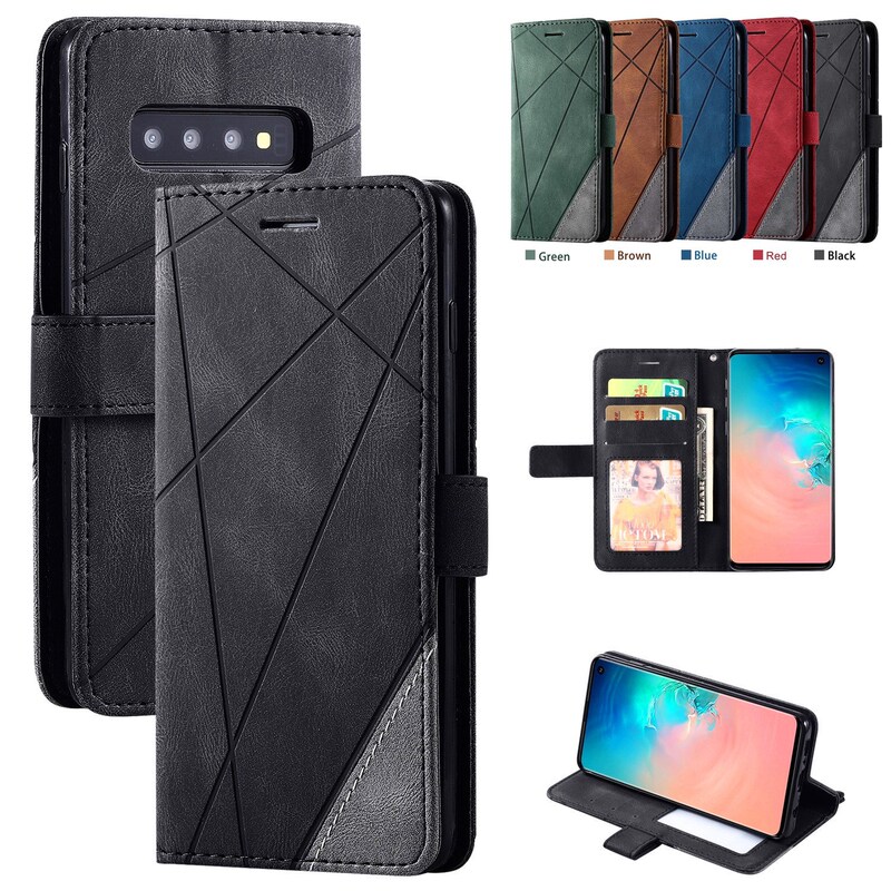 Suitable for Samsung S26Ultra Skin-Feel Spliced Mobile Phone Leather Case S24Fe Card-Inserting Flip Cover Anti-Fall Magnetic Protective Case