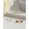 Earrings, brand fashionable zirconium, Korean style, simple and elegant design, silver 925 sample