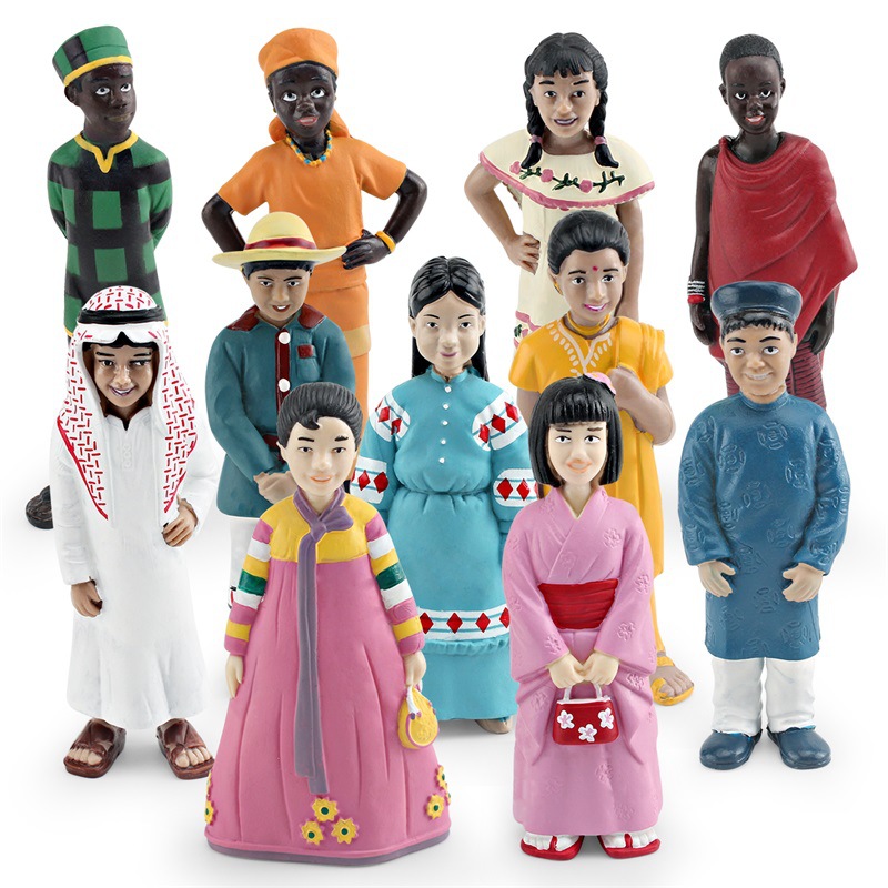 Cross-border simulation world ethnic figures model Arab, Indian, Korean, Japanese boy and girl ornaments