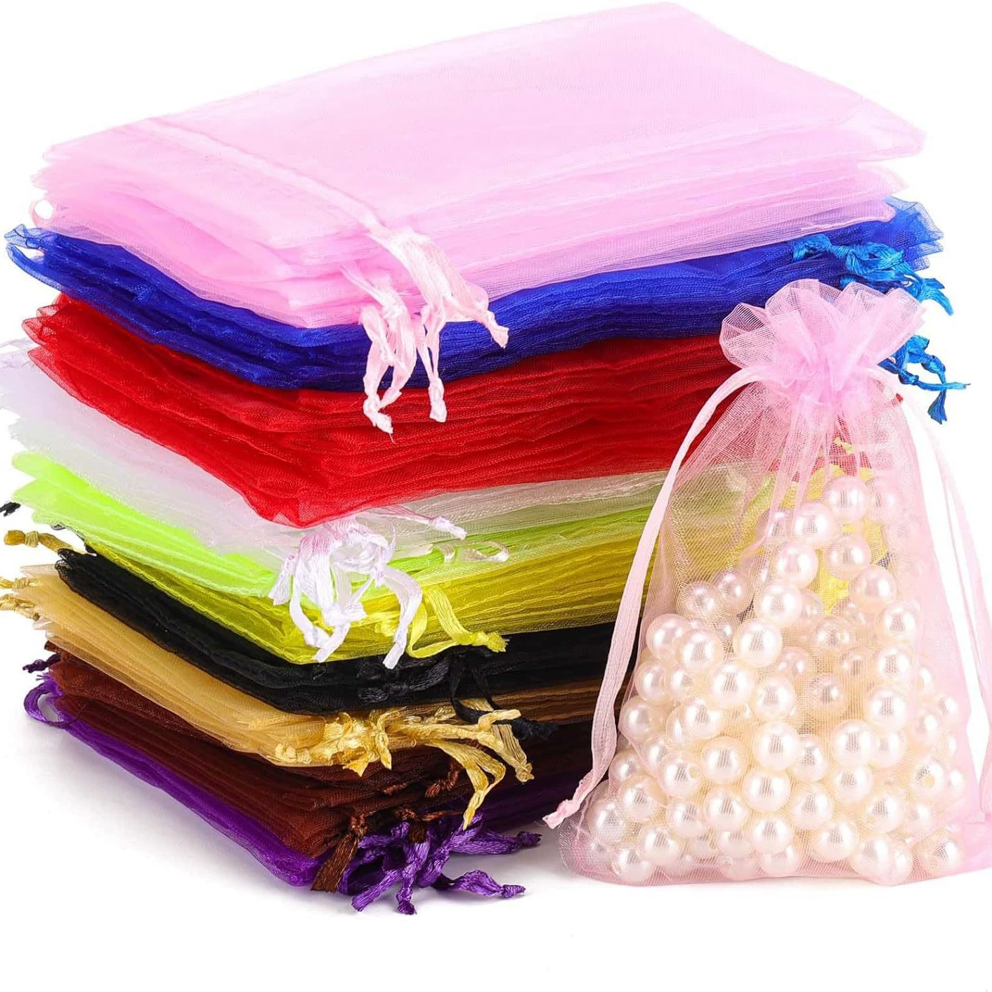 Простая марлевая сумка из органзы, подарочная упаковка, сумка для ювелирных изделий, сумка с клапаном на шнурке, карман для брюк, косметичка, сумка с фруктами