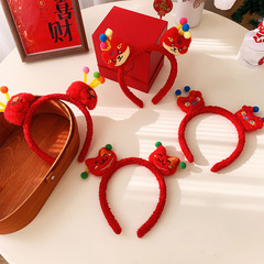 Children's Red Hairband for Autumn and Winter, Lamb Fleece Hair Accessory for New Year, Festive Lion-Style Cute and Versatile Headband