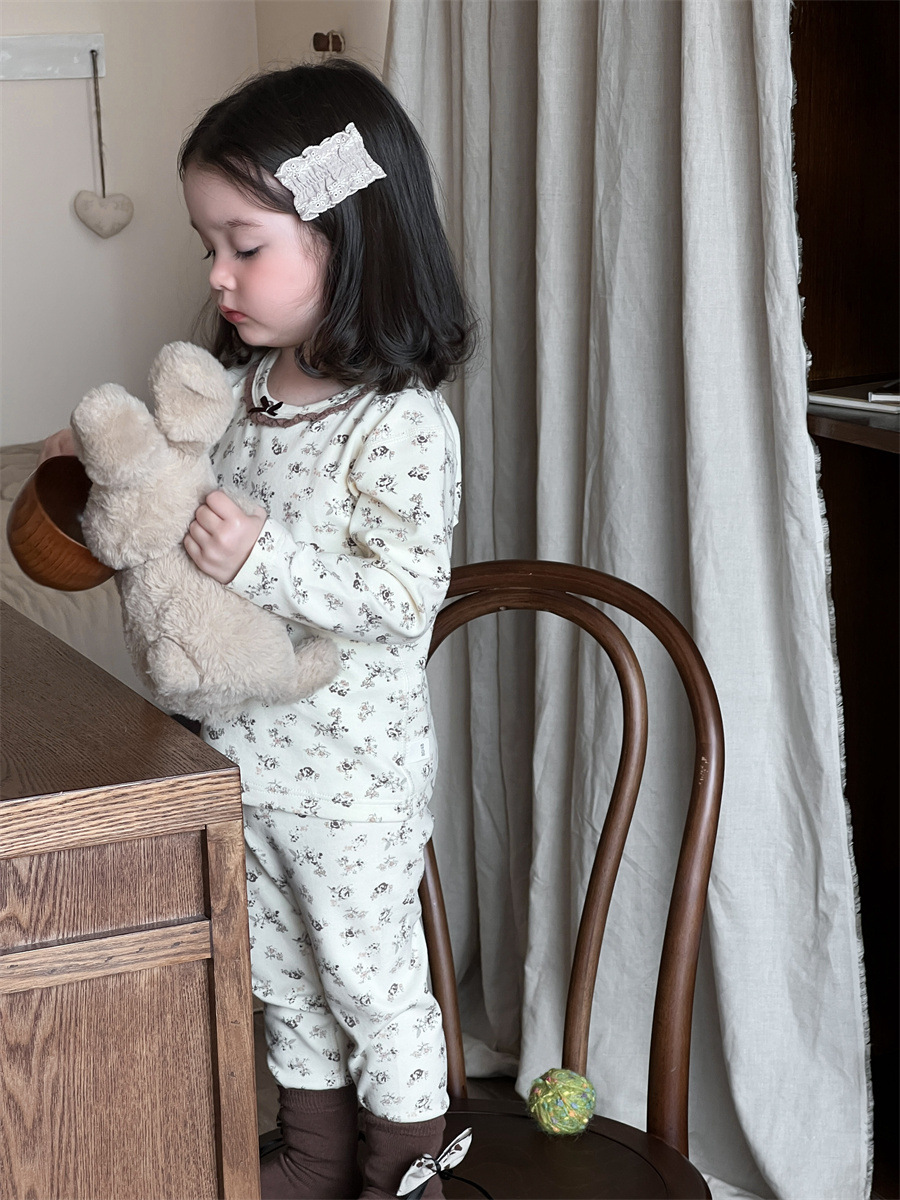 Niños de otoño ropa infantil coreana ropa de bebé nueva niñas en casa pijama set ropa de hogar ropa de otoño invierno