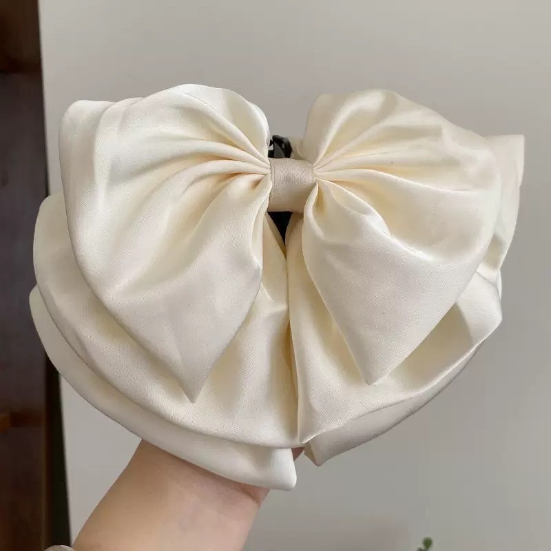 Satín de alta sensación, arco negro grande, clip de tiburón, toque de cabeza, clip de nube, clip de agarre, clip de cabello, tarjeta de cabello de mujer