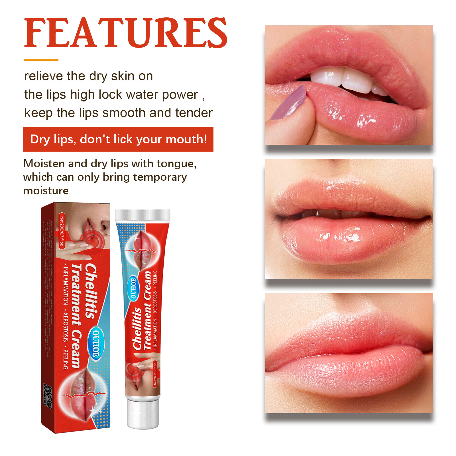 OUHOE Repair Moisturizing, Anti drying, Cracking, Removing Dead Skin, and Fading Lip Lines Care Cream_voghion.com