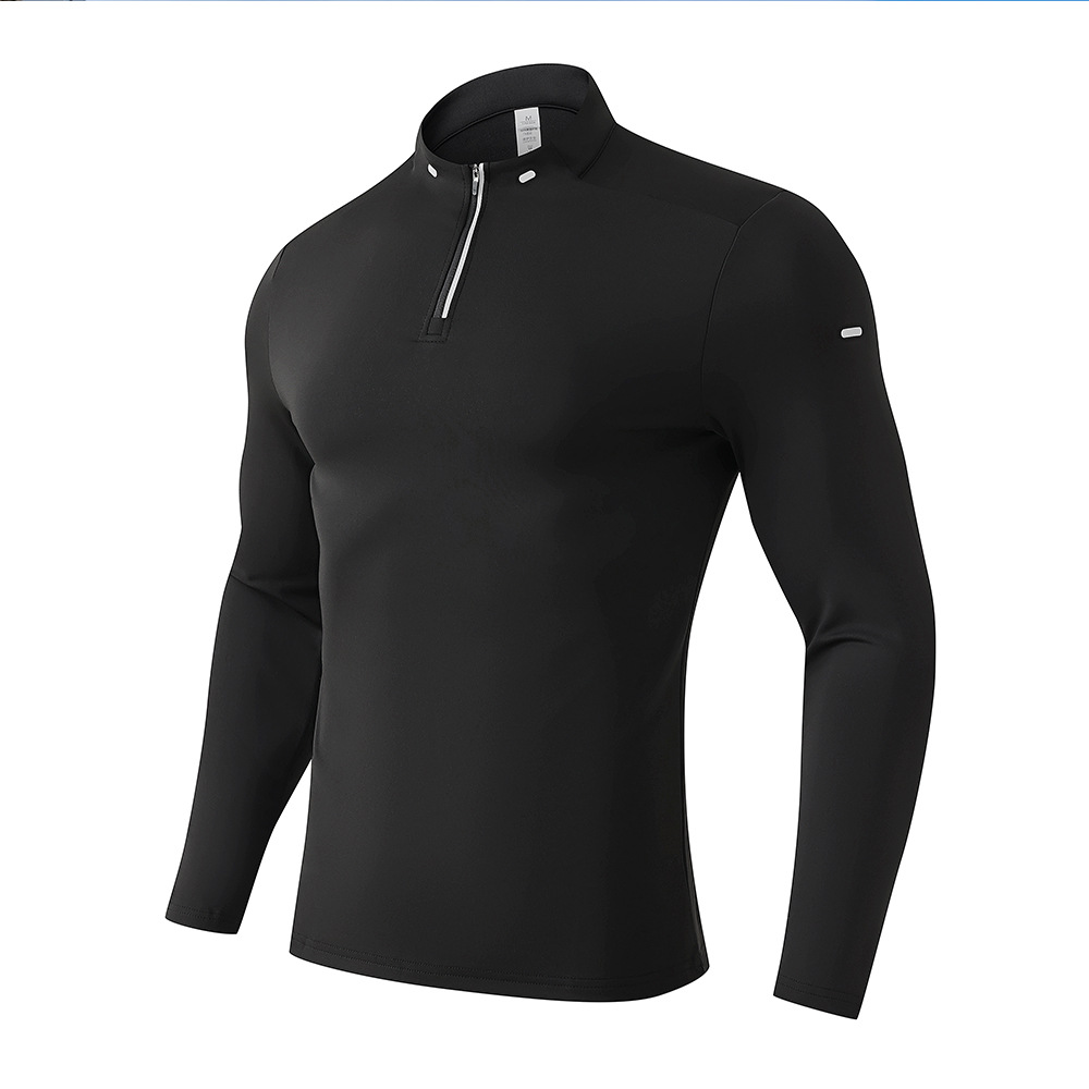 Ropa de secado rápido de hombre al aire libre de cuello medio cremallera camiseta de manga larga camiseta polo para correr ropa de entrenamiento de fitness casual