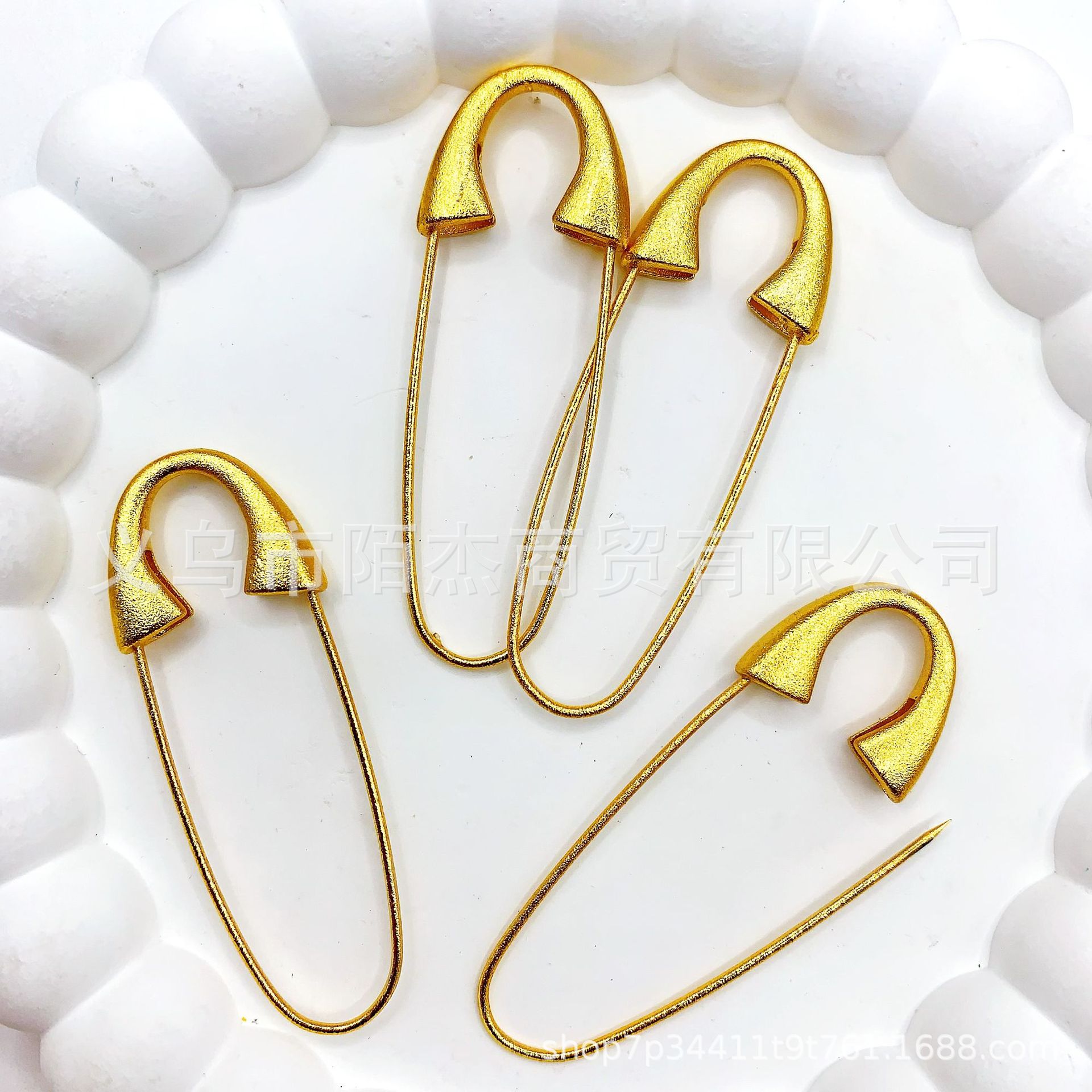Ancient Gold Sandblasted Thick Silver Color-Preserving Pin DIY Jewelry Accessories Homemade Hand Necklace Brooch Simple Buckle Pin
