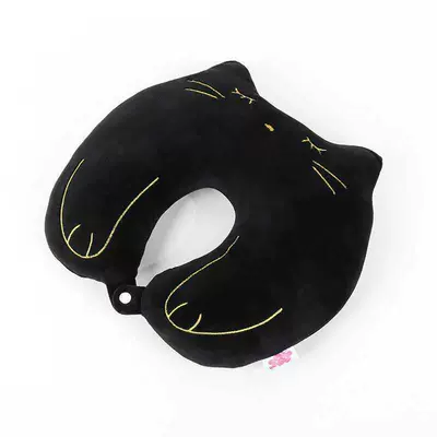 Pillow Cervical Spine Pillow Cartoon Headrest - down-cotton-black-cat-non-removable-and-washable-default