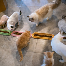 乐优派猫碗多猫共餐碗猫食盆宠物长条猫碗宠物喂食器幼猫喂食器
