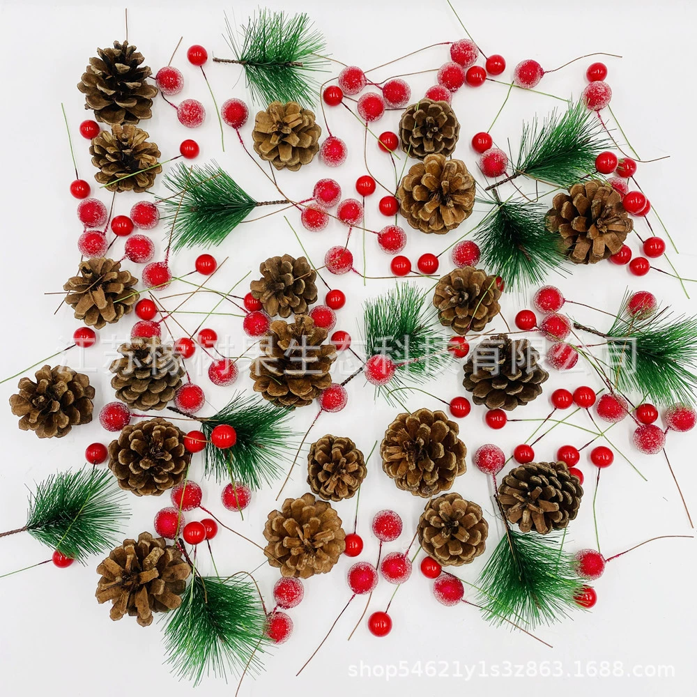 Трансграничные новые продукты сосновые шишки, красные орехи, сосновые иглы натуральные многие сумки торговые центры украшение магазина праздничные атрибуты