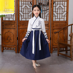 新款兒童古裝漢服男女國學服裝小學生幼兒弟子規書童演出服三字經