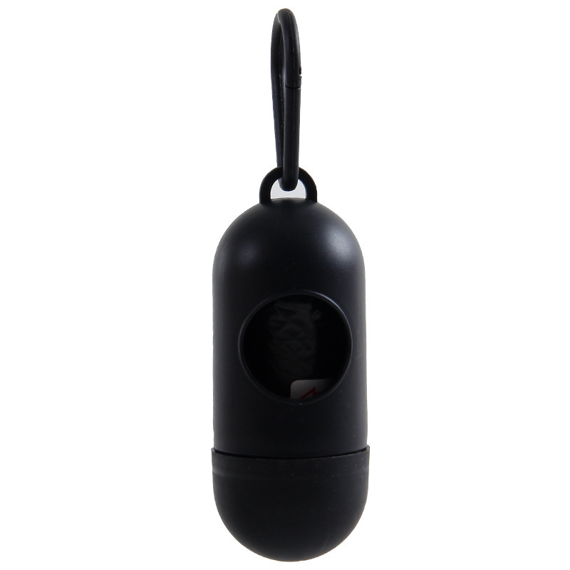 Dispensador de bolsas de basura tipo cápsula portátil para gatos y perros para mascotas que salen a recoger bolsas de basura