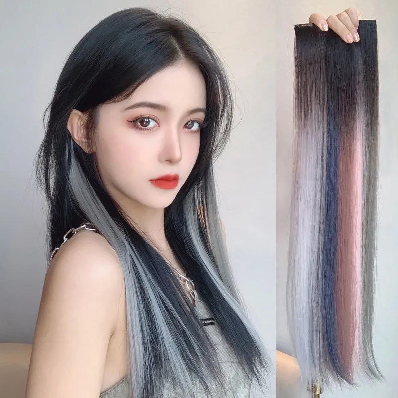 Colgar orejas teñido pelucca de una pieza de pelucca de estilo caliente chicas cool teñido pelucca de extensión de cabello gradiente