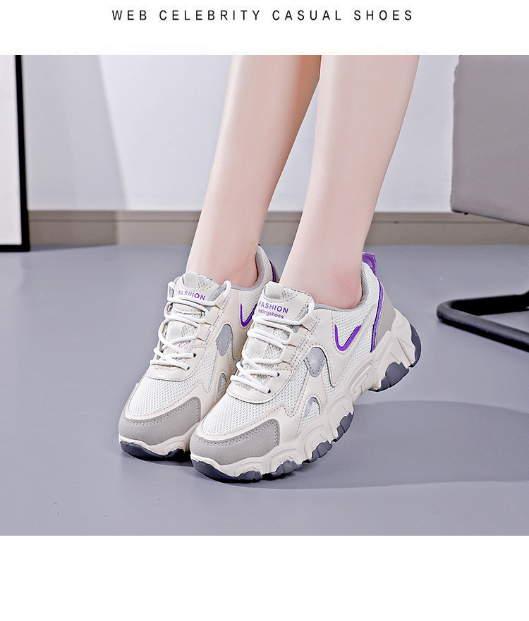 Spring new women's sports shoes, fashionable, breathable, lightweight, non-slip, wear-resistant, casual sports shoes, flat shoes_voghion.com