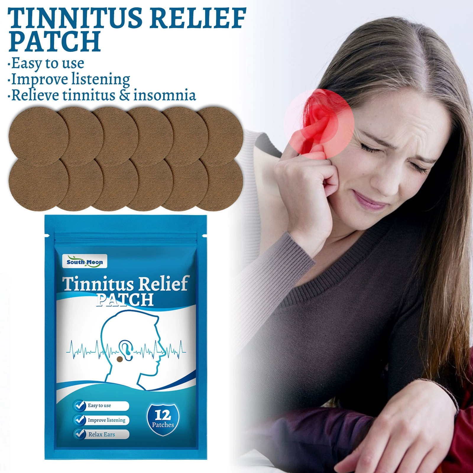 Патчи для ушей South Moon облегчает головокружение, снимает патч для ухода за ушами, патчи для ухода за кожей после ушей, трансграничные