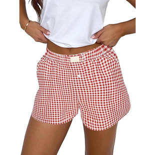 J 89189 Vintage Plaid High Waist Shorts �͹Ÿ��Ӹ�����ѝ