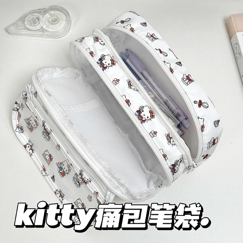 サンリオkt猫痛包ペンケースins风小群高颜値ハローキティ学生大容量汚れ防止文房具ケース|undefined