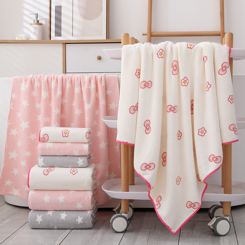 Wholesale printed coral fleece towel adult soft absorbent towel bath towel home daily men's and women's wash towel towel