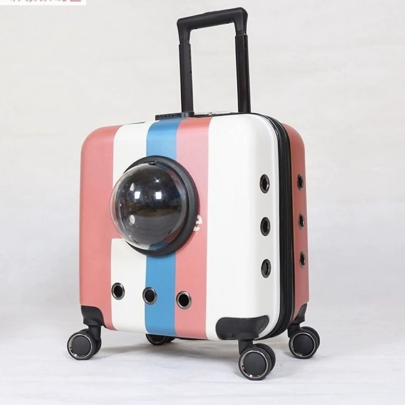 Чемодан для домашних животных, портативный чемодан на колесиках для кошек, универсальная сумка для собак с колесами, капсула для собак, чемодан для кошек, дышащий