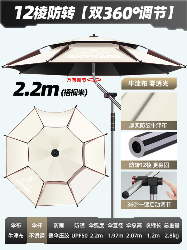 2025新款钓鱼伞户外专用拐杖大钓伞防暴雨加厚防晒防雨垂钓遮阳伞|undefined