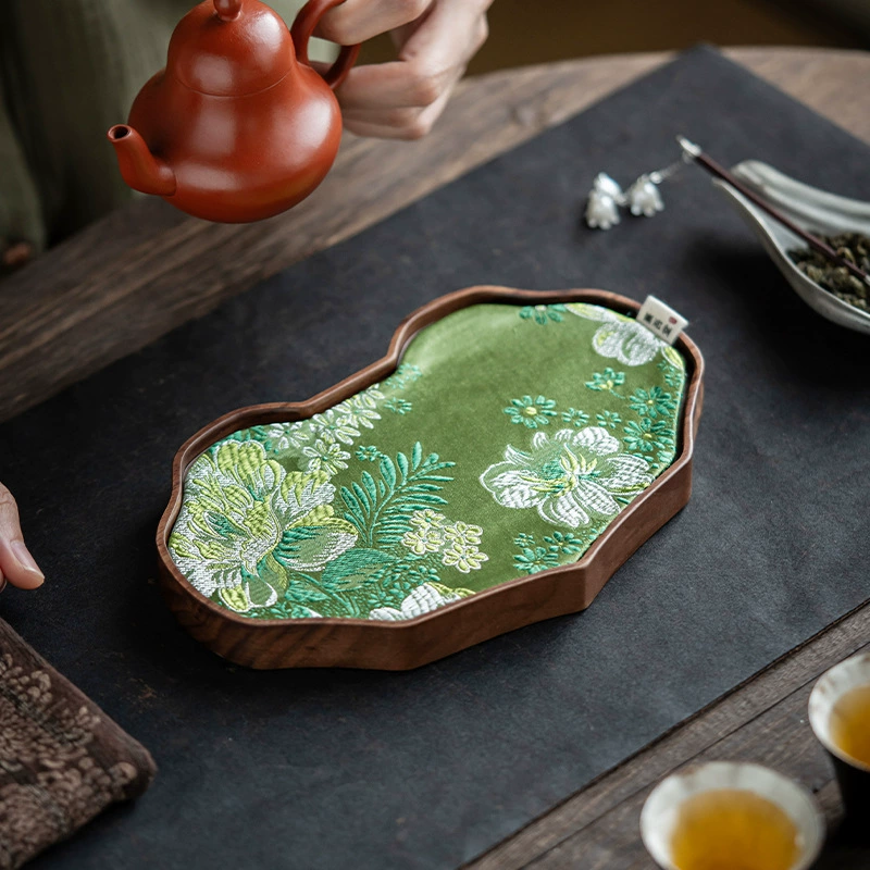 Стойка для чайных ложек? Но исходный: Walnut Wood Pot Dry Publisa Exquisite solid wood tea tray pallet One -person tea table high -end small tea mat