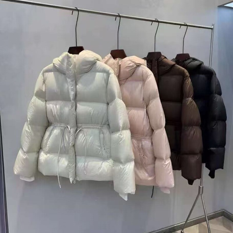 Women's down Cotton Jacket with Hood, Drawstring Waist, Slimming Effect, Petite Size, New Thickened Winter 2026 Model
