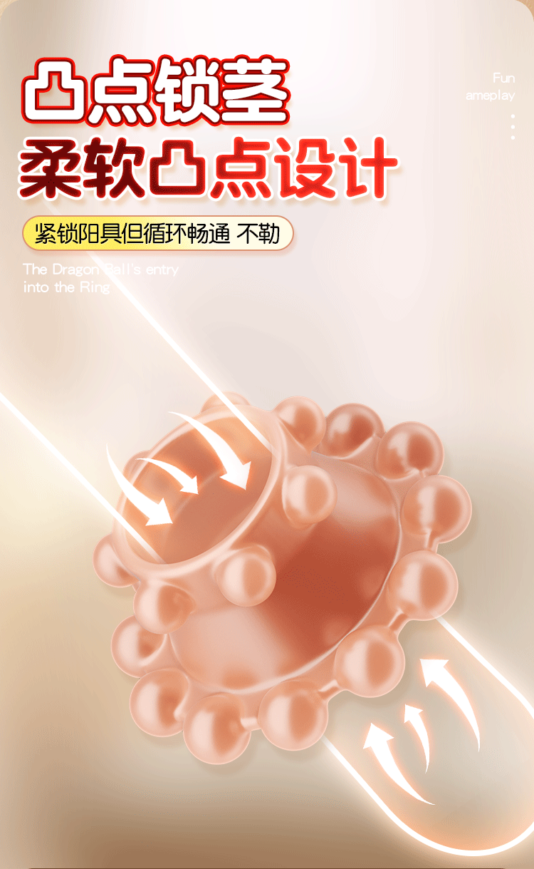 Beaded Penis Ring, TPE Delay Constriction Ring with 18 Beads, Manual Male Adult Toy — detail image 3