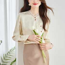 华哥弟情正品牌真丝衬衫女2025年春秋新款减龄气质桑蚕丝衬衣上衣