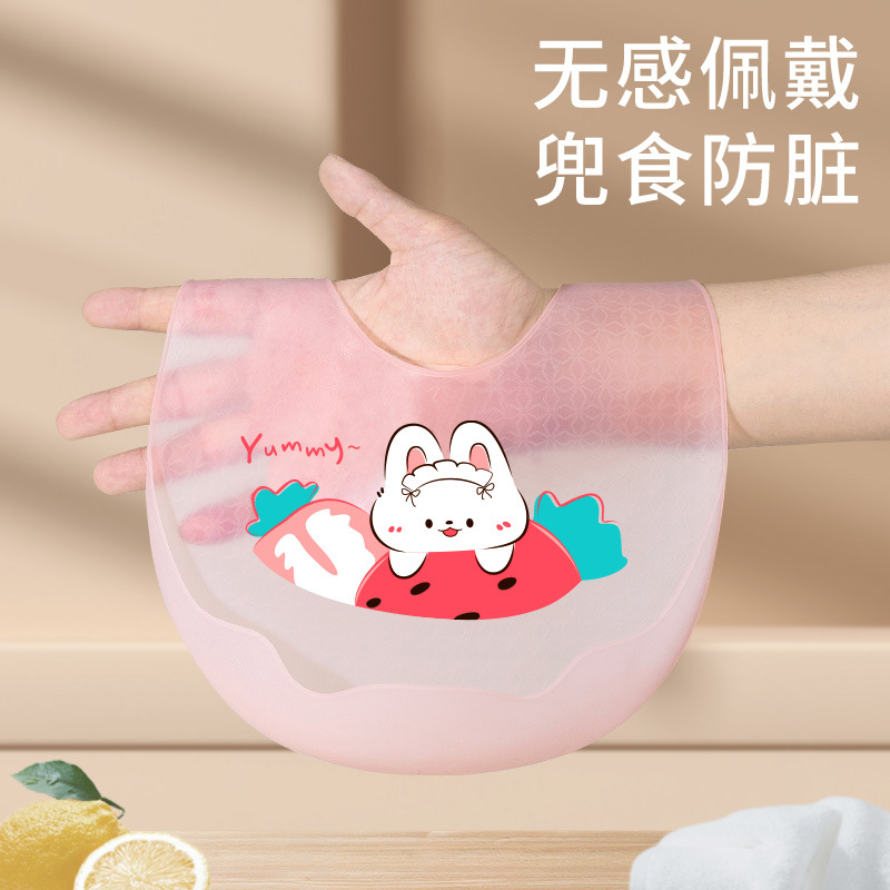 Children's waterproof three dimensional light and thin bib for food