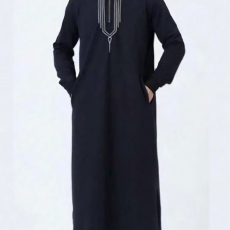 Cross-Border Foreign Trade Aliexpress Style Fashionable and Simple Long Men's Embroidered Robe Cross-Border Foreign Trade Aliexpress Style Fashionable and Simple Long Men's Embroidered Robe