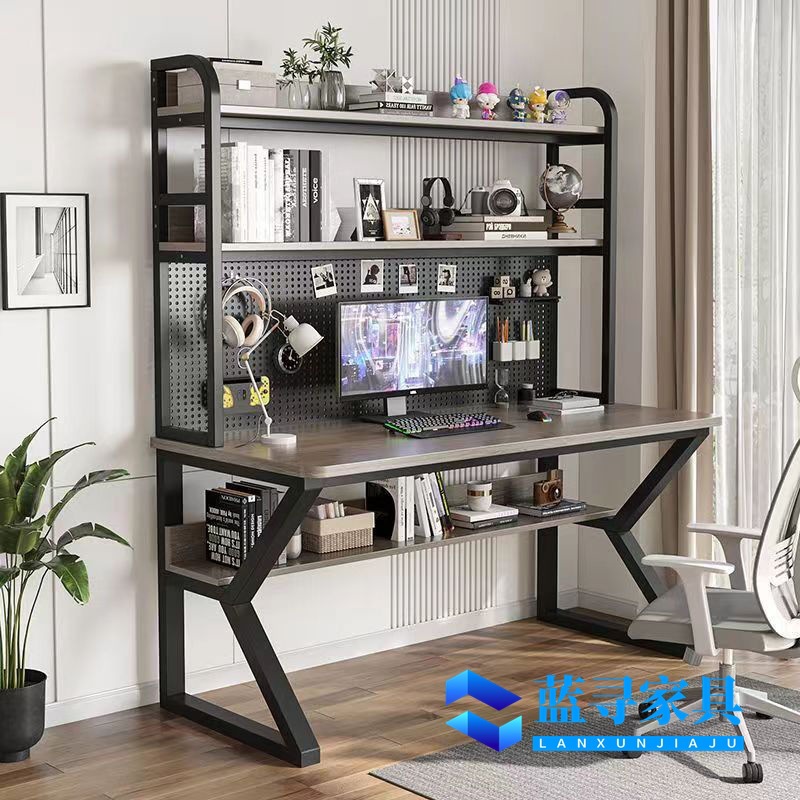 Desktop Computer Table Home Desk with Bookshelf Integrated Combination Student Writing Small Apartment Study Table Hole Board