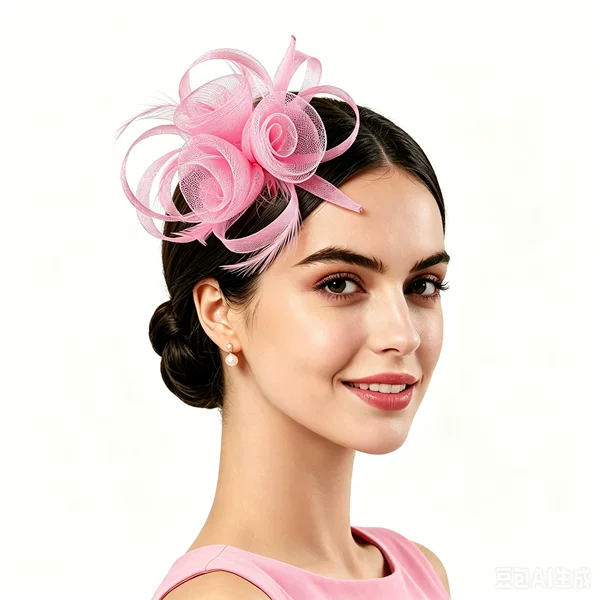 Cross-Border Popular Retro Mesh Feather Hair Flower with Three Flower Centers, European and American Style, for Banquets and Horse Racing Events, Wholesale Supply