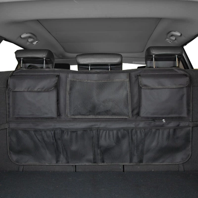 Trunk Seat Hanging Bag, Suv Rear Seat Multifunctional Storage Net Bag, Large Capacity Car Storage Bag, Storage Box (Car storage bag/box) - black