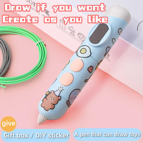 Cross-border charging low-temperature 3D printing pen for children, creative 3D stereoscopic painting pen, long-lasting doodle pen set