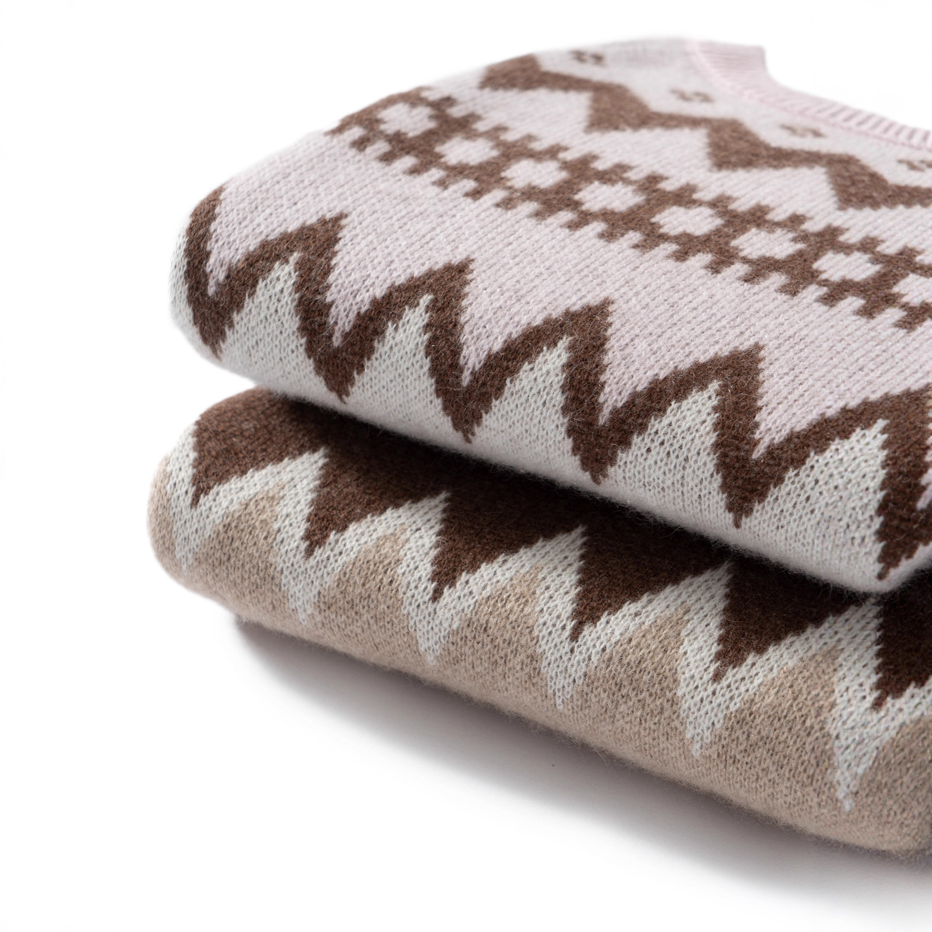 Fair Isle color-block knit sweater, men's flat base layer top, cashmere, children's thickened, girls' premium pullover, extra thick.