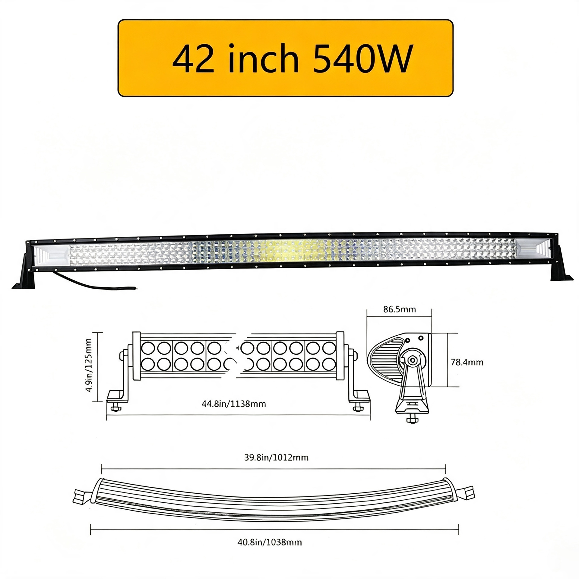 Factory direct car strip light 420W straight and curved all-aluminum LED super bright off-road vehicle spotlight
