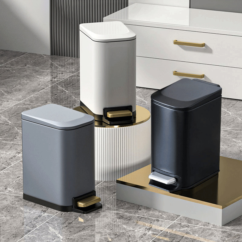 Bathroom Trash Can with Lid, Living Room Foot Pedal, Stainless Steel Narrow Foot-Operated, Household Bathroom Gap Trash Can, Cross-Border