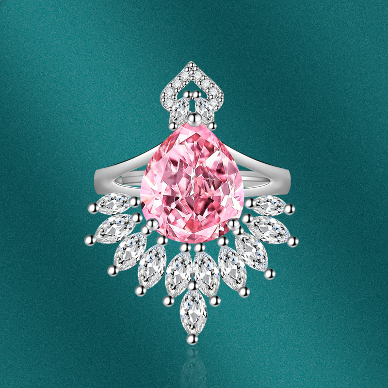 Moda Simple Retro Completo Diamante Corona Rosa Cobre Abierto Anillo display picture 4