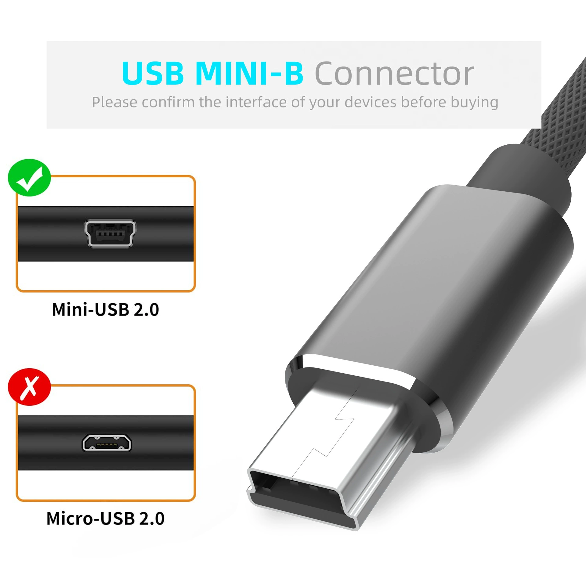 Mini usb charging data cable 5P fabric braiding suitable for MINI interface mobile hard disk navigation mp3 4