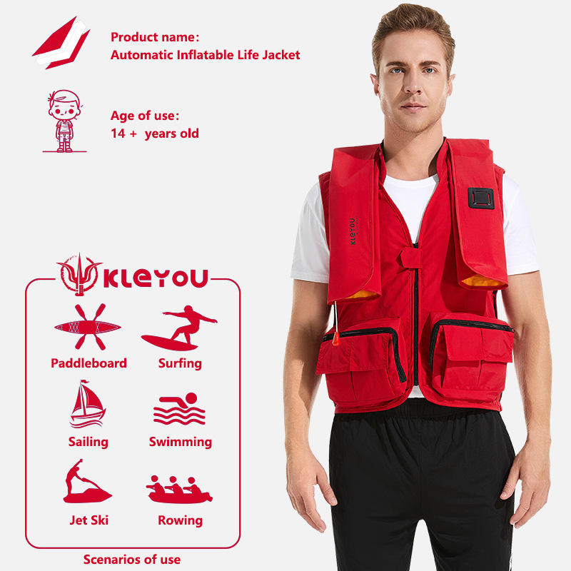 大浮力充气救生衣垂钓路亚半自动马甲透气救生浮力衣海钓救援防护