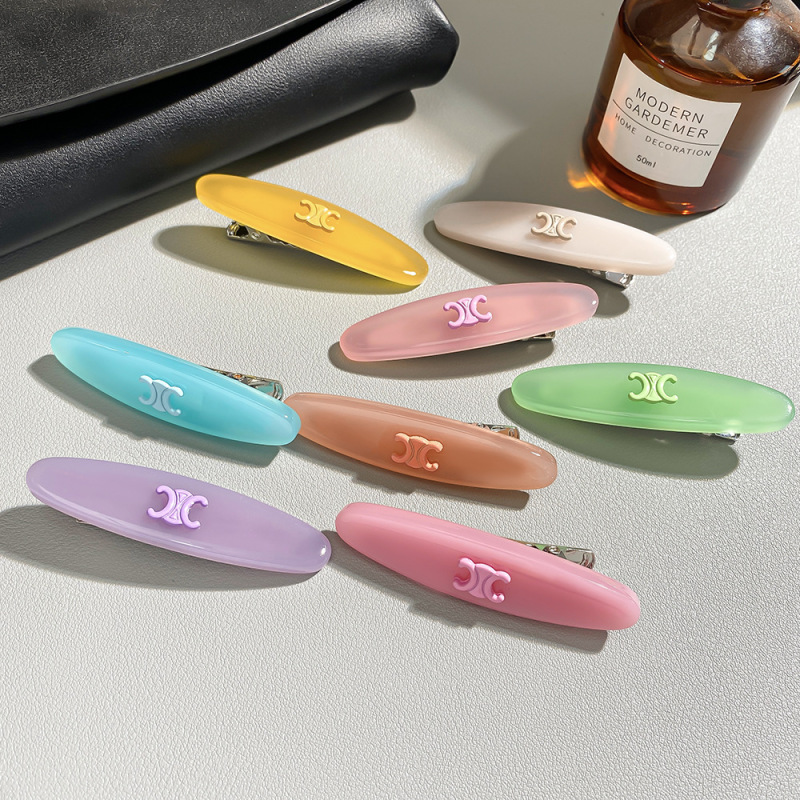New Arc De Triomphe Letter Hair Clip, Pink Oval Acetate Duckbill Clip, Sweet Side Hairpin for Stray Hair New Arc De Triomphe Letter Hair Clip, Pink Oval Acetate Duckbill Clip, Sweet Side Hairpin for Stray Hair