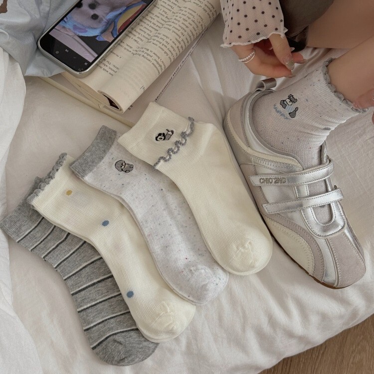 26 Spring New Products Korean Style Fashion Embroidered Cartoon Stripesd Polka Dot Cotton Short Socks for Women Ultra-Thin Mesh Breathable Socks 26 Spring New Products Korean Style Fashion Embroidered Cartoon Stripesd Polka Dot Cotton Short Socks for Women Ultra-Thin Mesh Breathable Socks