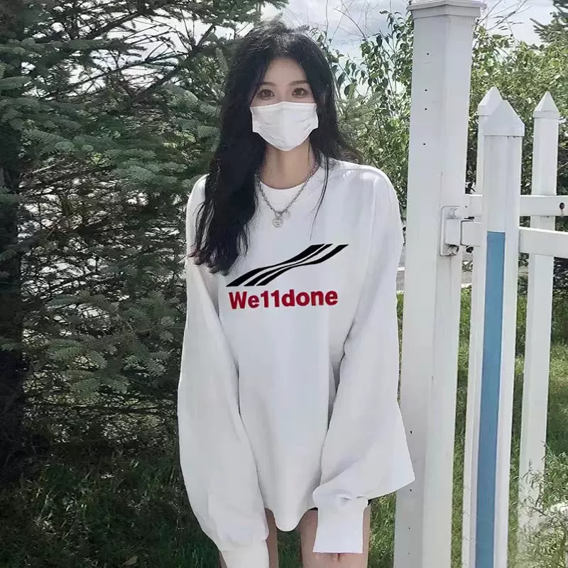 LANBOS WE11DONE刺绣浪花重工卫衣男女情侣春秋新款打底长袖上衣