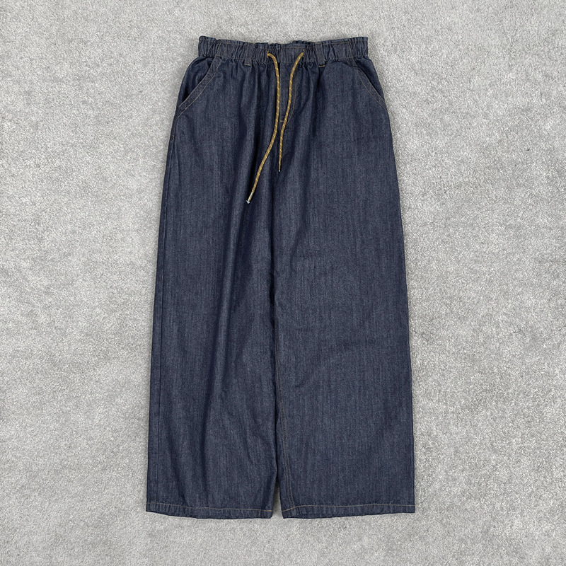 南油女装批发RA新品 轻松抽绳阔腿长裤25早秋简约休闲宽松牛仔裤|undefined