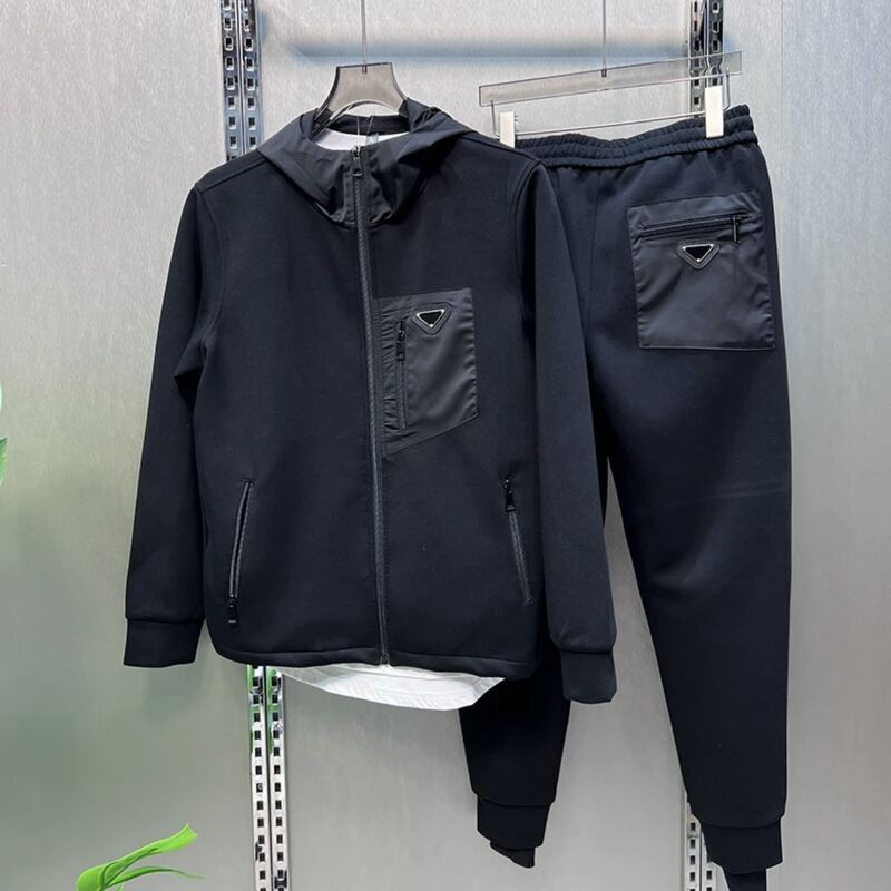 2026 New Men's Sports Suit Autumn Casual Suit Fashionable Hooded Cardigan Jacket Trendy Two-Piece Set
