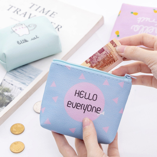 Korean style small fresh waterproof leather creative coin purse short cute portable female student gift hand bag