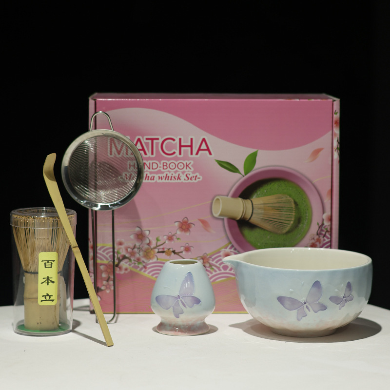 MATCHA跨境专供多款新品陶瓷5件套抹茶碗带嘴宋代点茶茶筅工具套|undefined